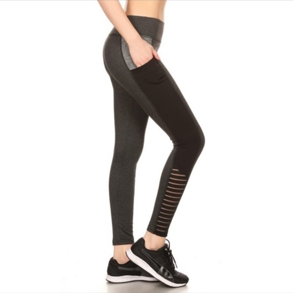 shosho Pants - Gray/ Black High Waisted Yoga Leggings